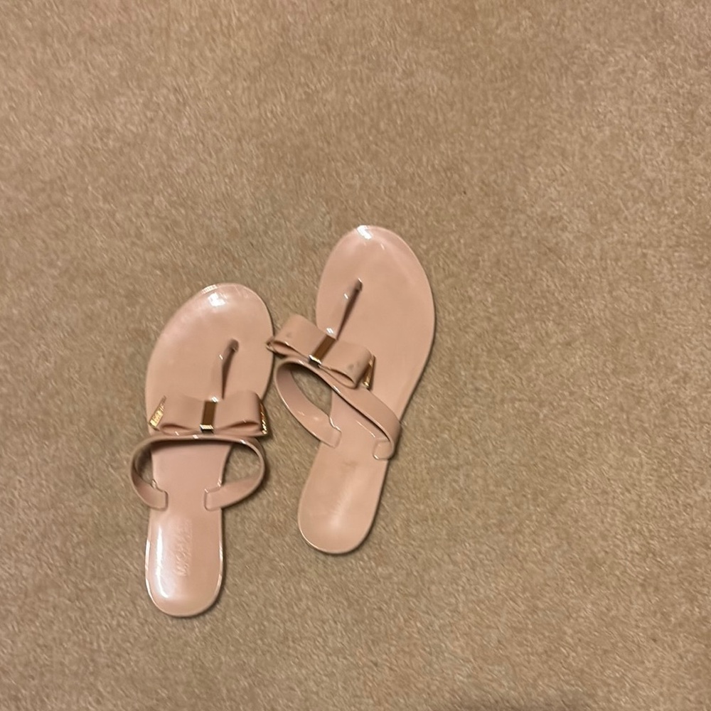 Michael Kors Tan Sandals Minimalist Thong Design